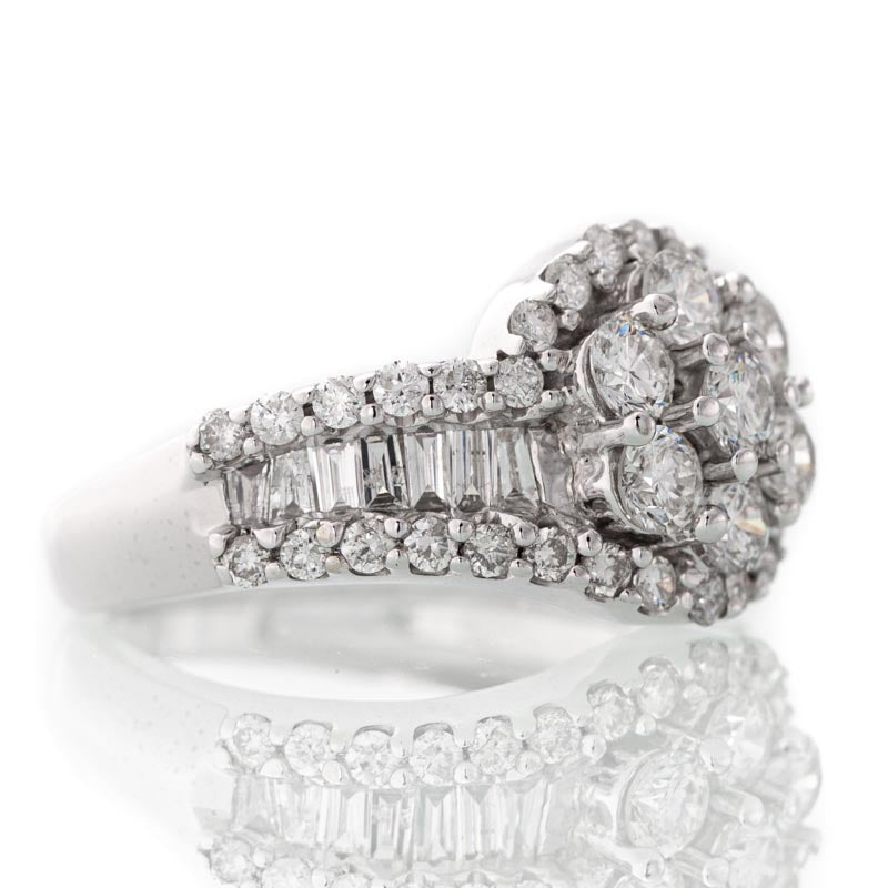 Daisy Diamond Ring in 14k white gold.