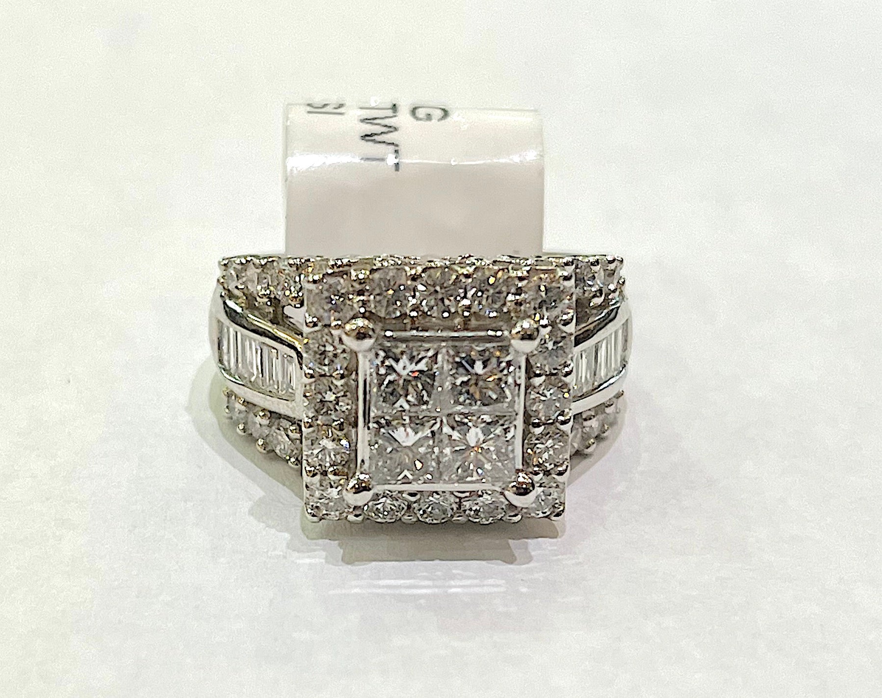 14kt White Gold Princess Cut Ring 5.00 Carats TWT Down Payment