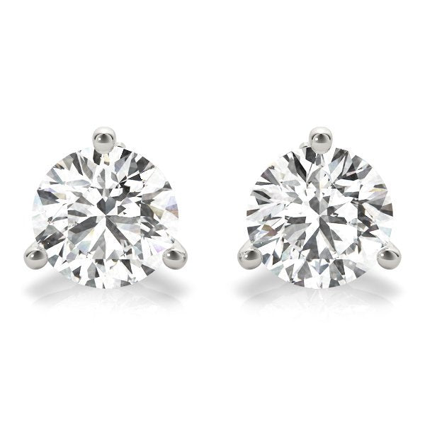 14k White Gold Martini Set Round Diamond Studs .98 CTW F-SI2