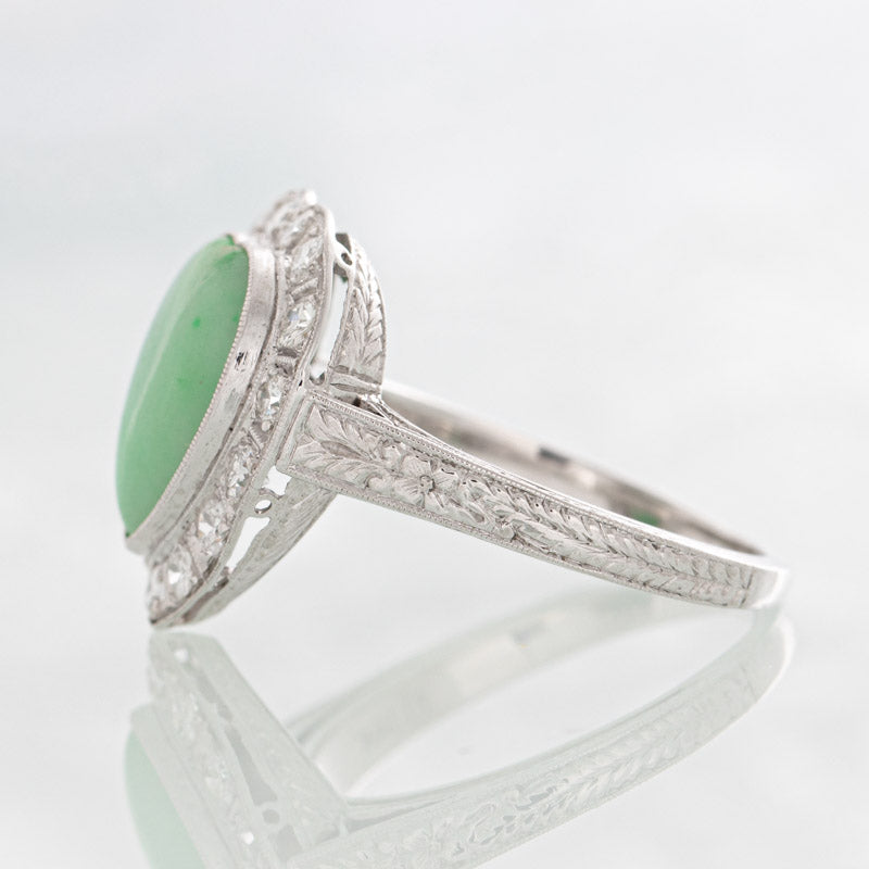 Harmony Jade diamond ring in 14k white gold.