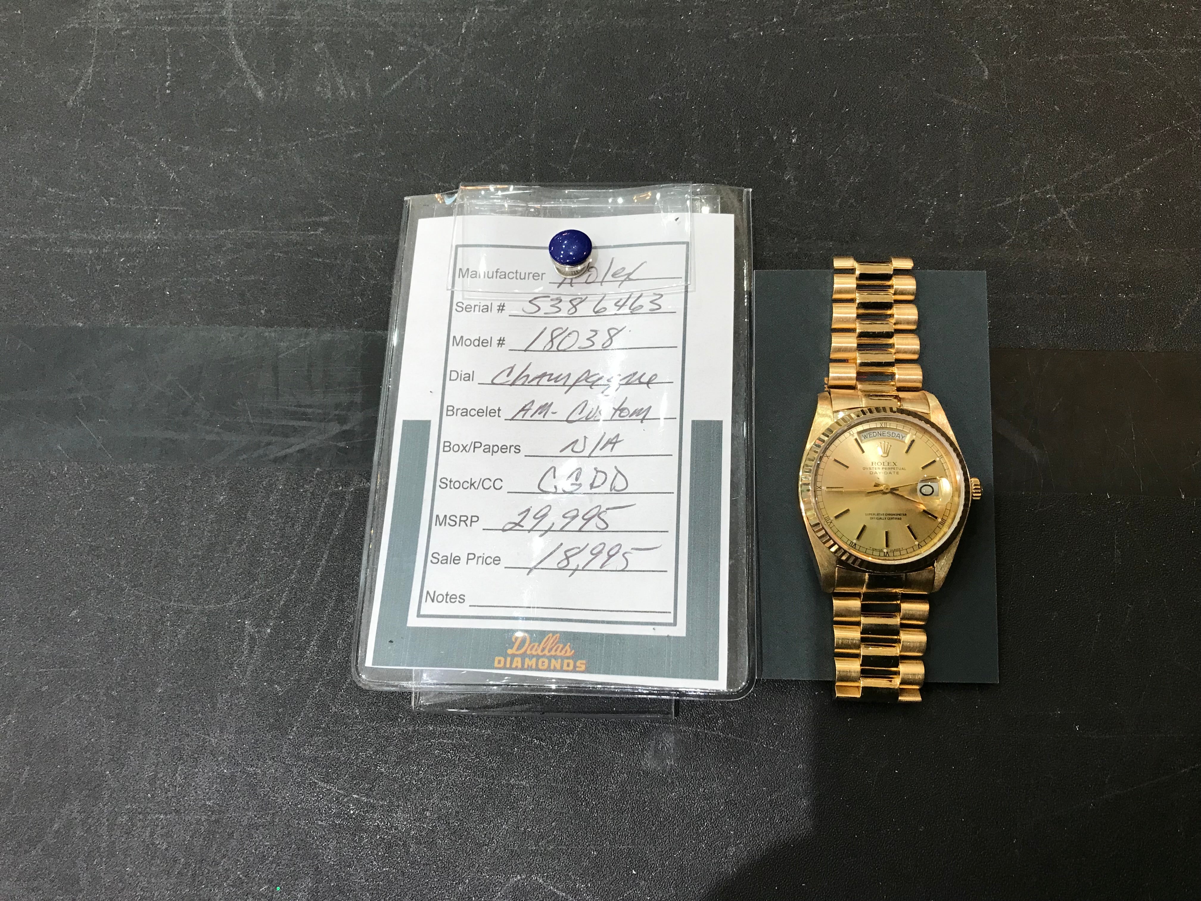 Rolex Day-Date President 18k Yellow Gold 18038