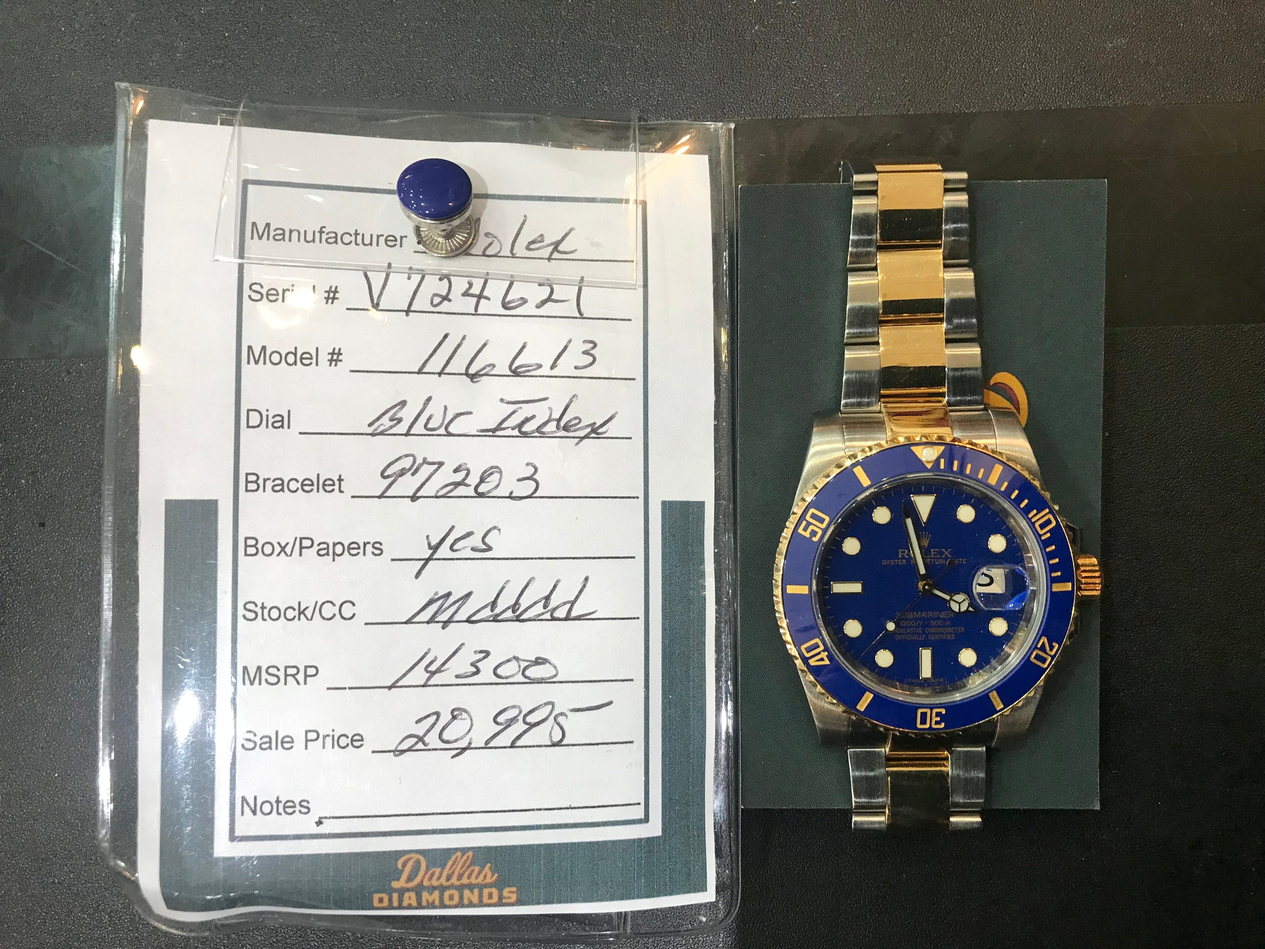 Rolex Submariner 116613 40mm Green Dial Two-tone Watch