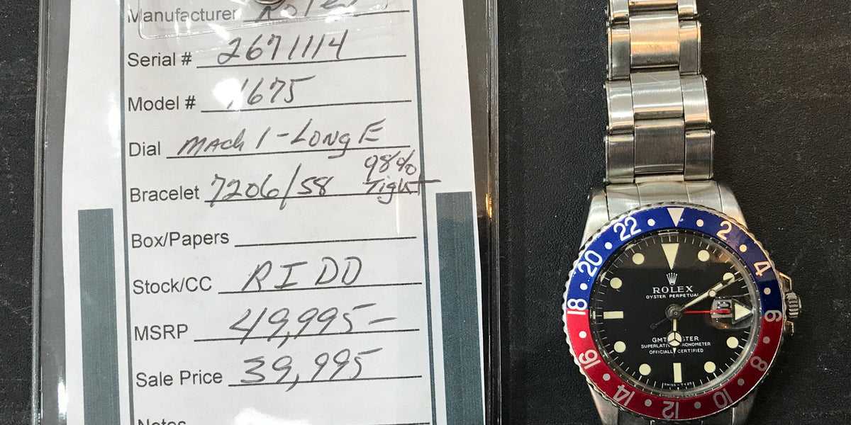 Rolex Vintage Stainless Steel GMT Master 1675 Red Blue Pepsi