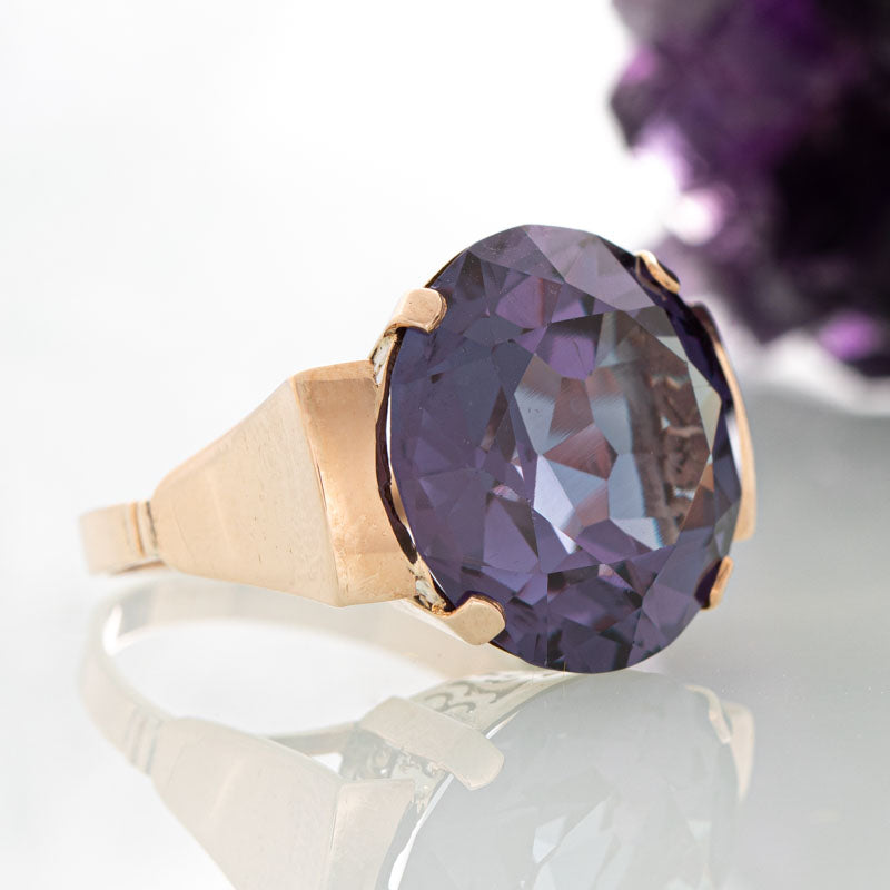 Hexagon Cut Alexandrite Ring Vintage Five Stone Amethyst Ring Rose Gold  Moon Unique Engagement Ring Women Gemstone Anniversary Ring Gift - Etsy