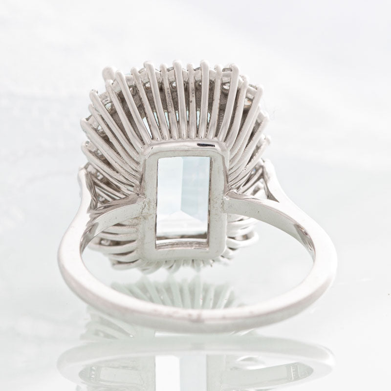 Tiffany Aquamarine ring with diamonds in 14k white gold.